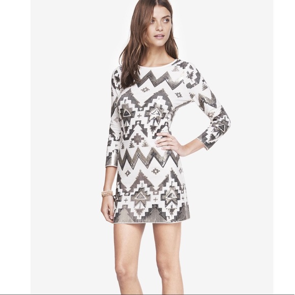 Express Sequin Aztec Pattern Mini Dress - Picture 6 of 6